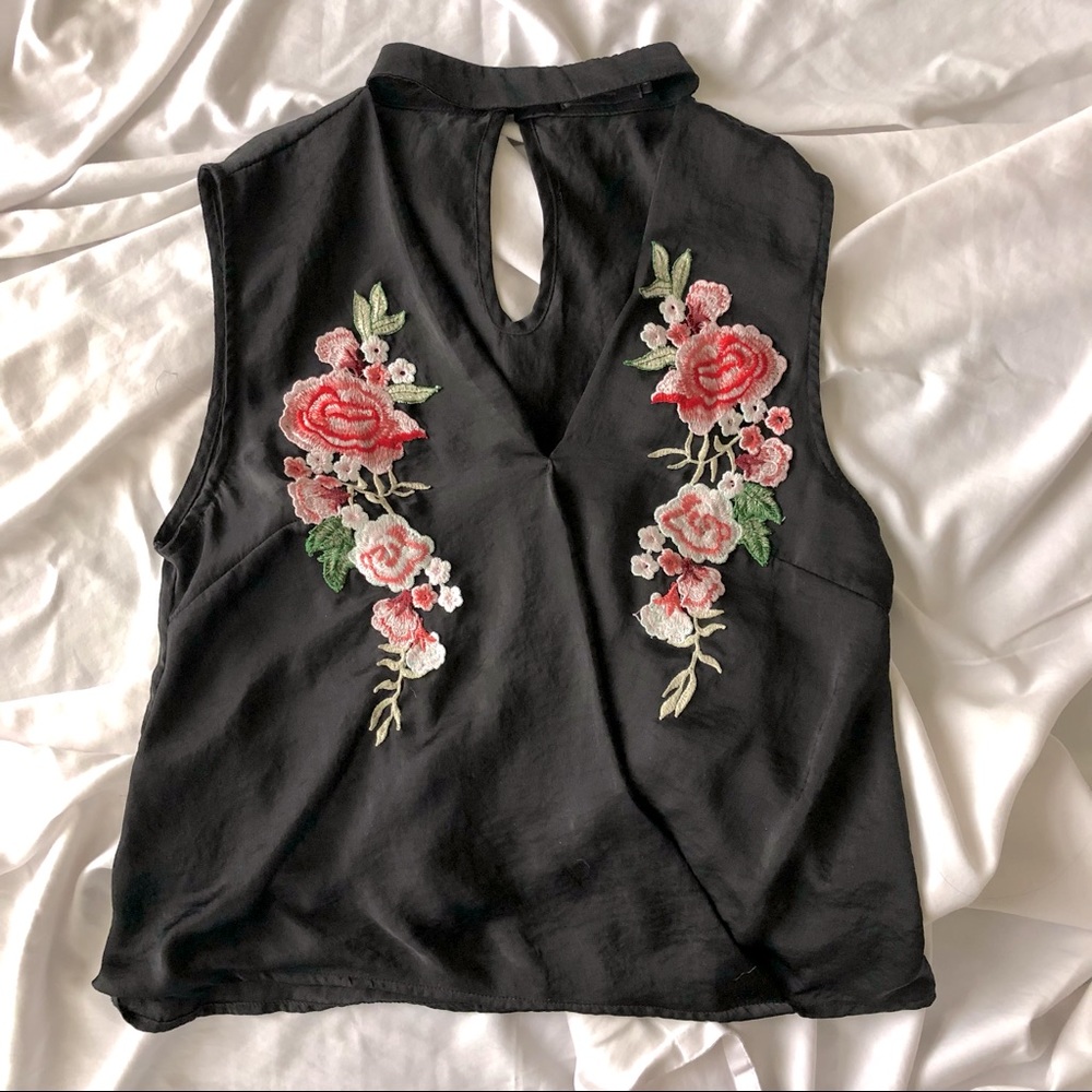 Black Rose Appliqué Top